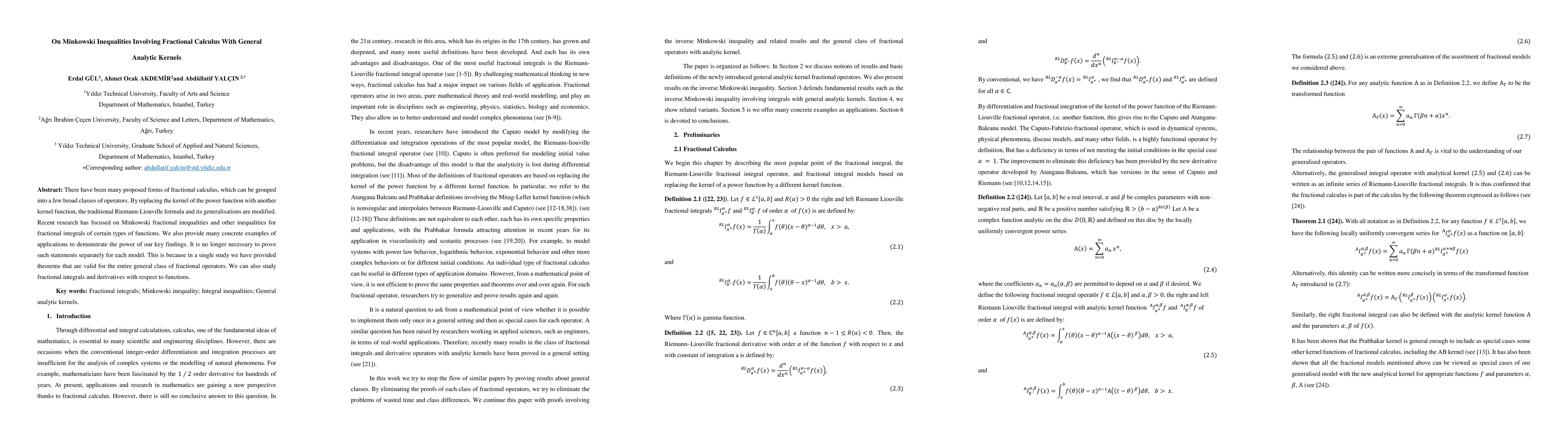 Thumbnail for On Minkowski Inequalities Involving Fractional Calculus With General
  Analytic Kernels