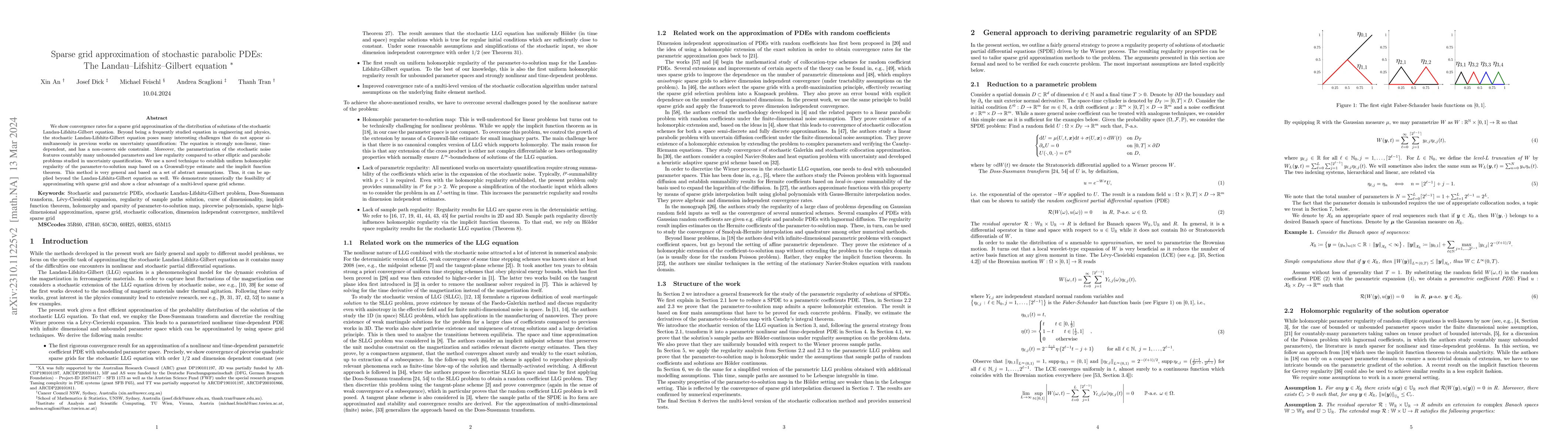 Thumbnail for Sparse grid approximation of stochastic parabolic PDEs: The
  Landau--Lifshitz--Gilbert equation