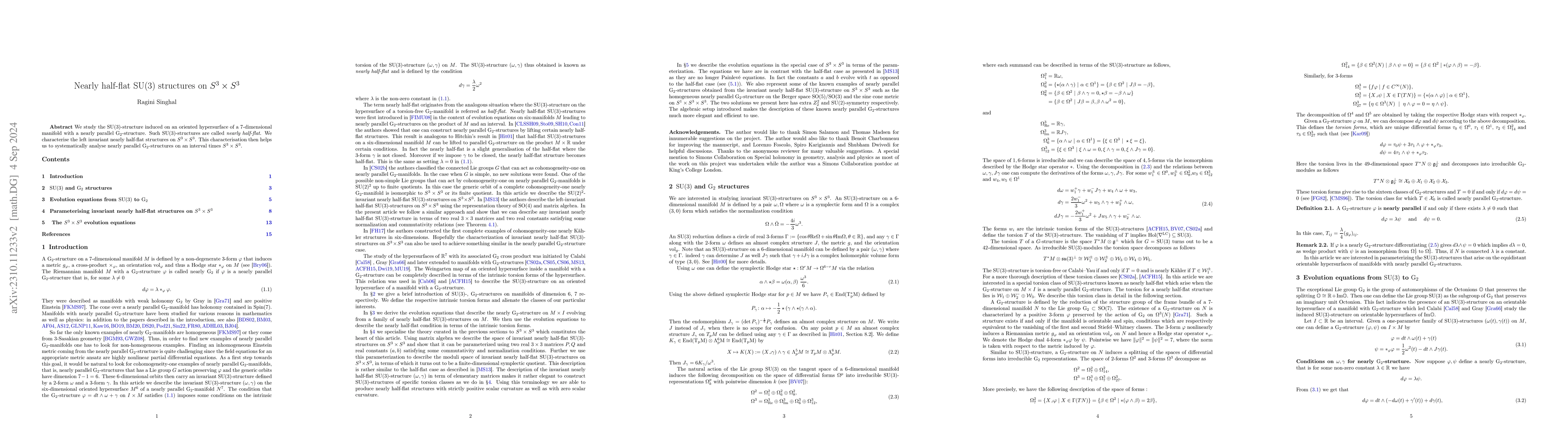 Thumbnail for Nearly half-flat $\rm{SU}(3)$-structures on $S^3\times S^3$