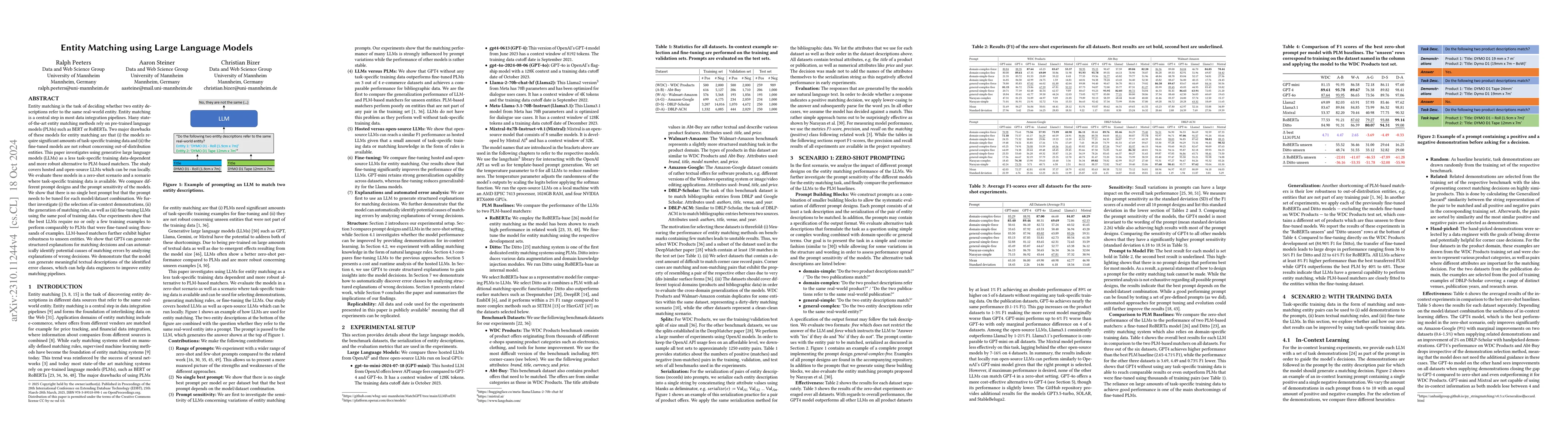 Thumbnail for Entity Matching using Large Language Models