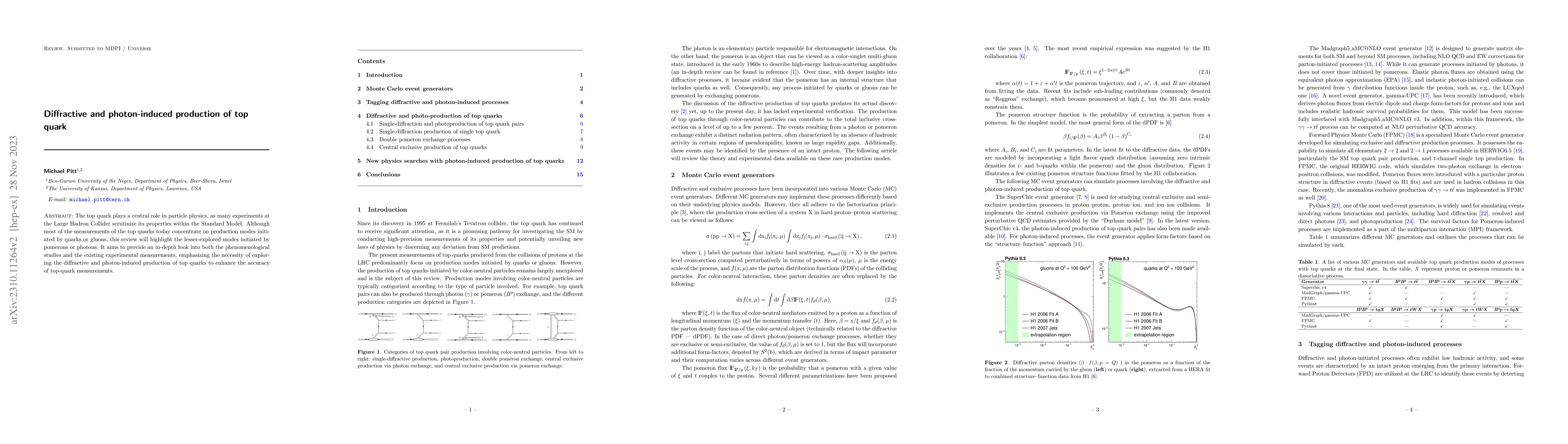 Thumbnail for Diffractive and photon-induced production of top quark