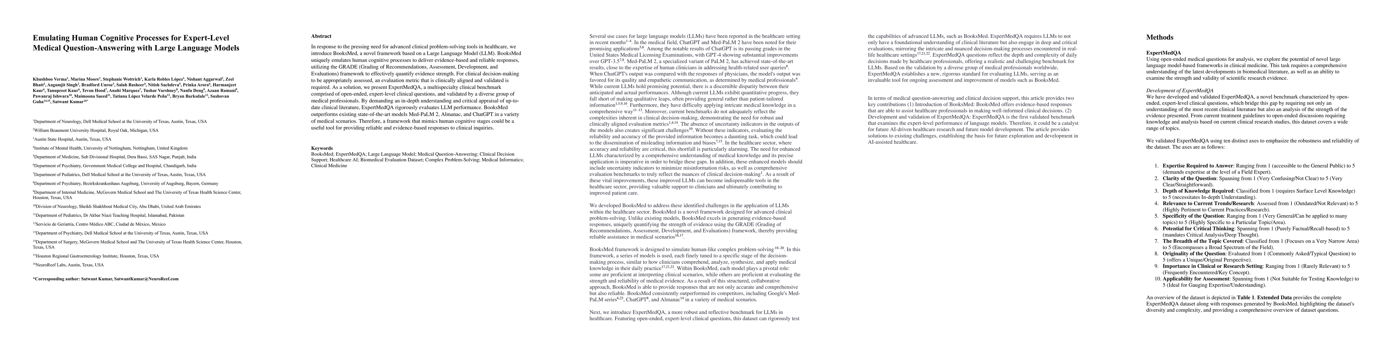 Thumbnail for Emulating Human Cognitive Processes for Expert-Level Medical
  Question-Answering with Large Language Models