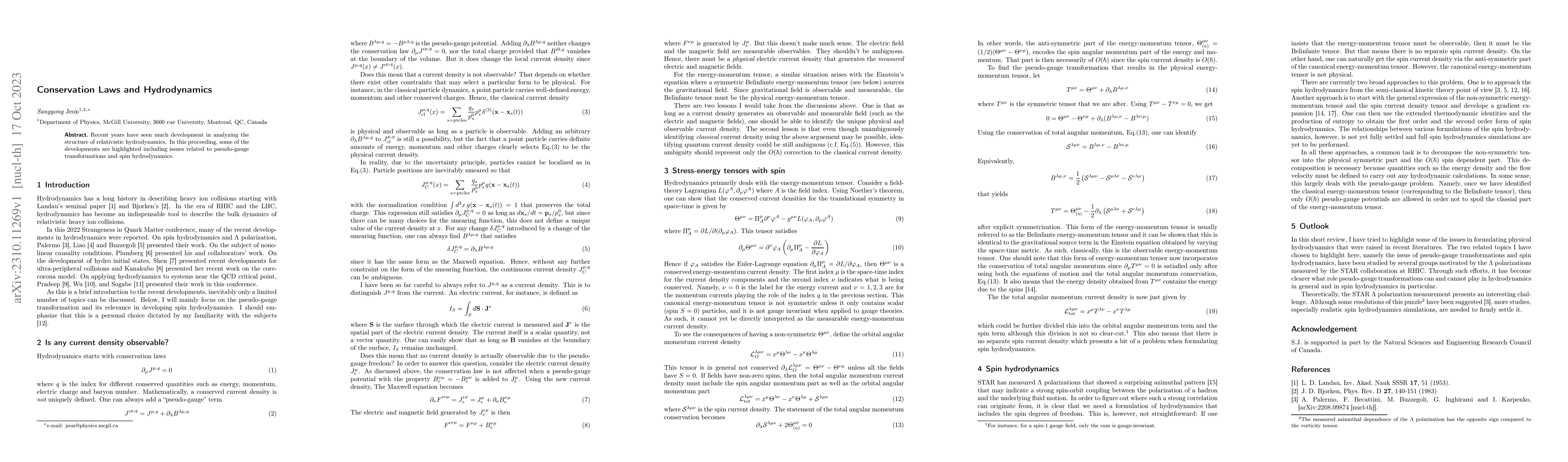 Thumbnail for Conservation Laws and Hydrodynamics