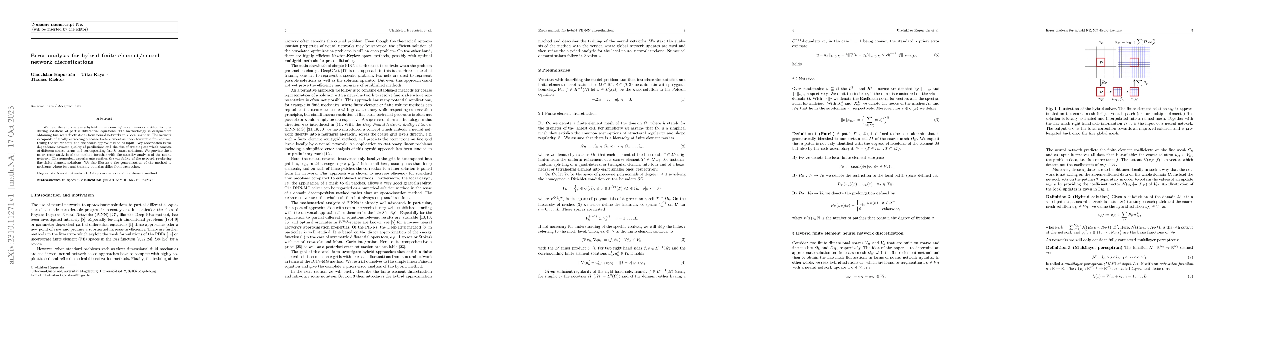 Thumbnail for Error analysis for hybrid finite element/neural network discretizations