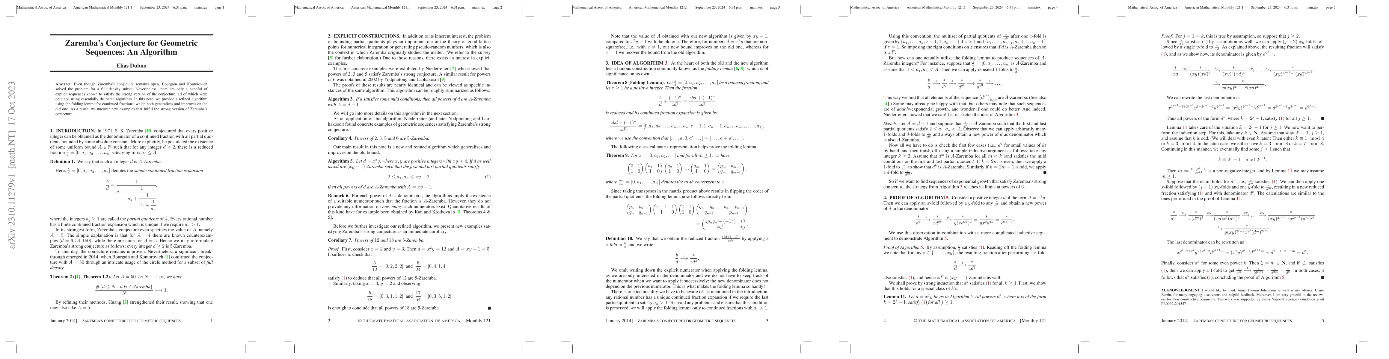 Thumbnail for Zaremba's Conjecture for Geometric Sequences: An Algorithm