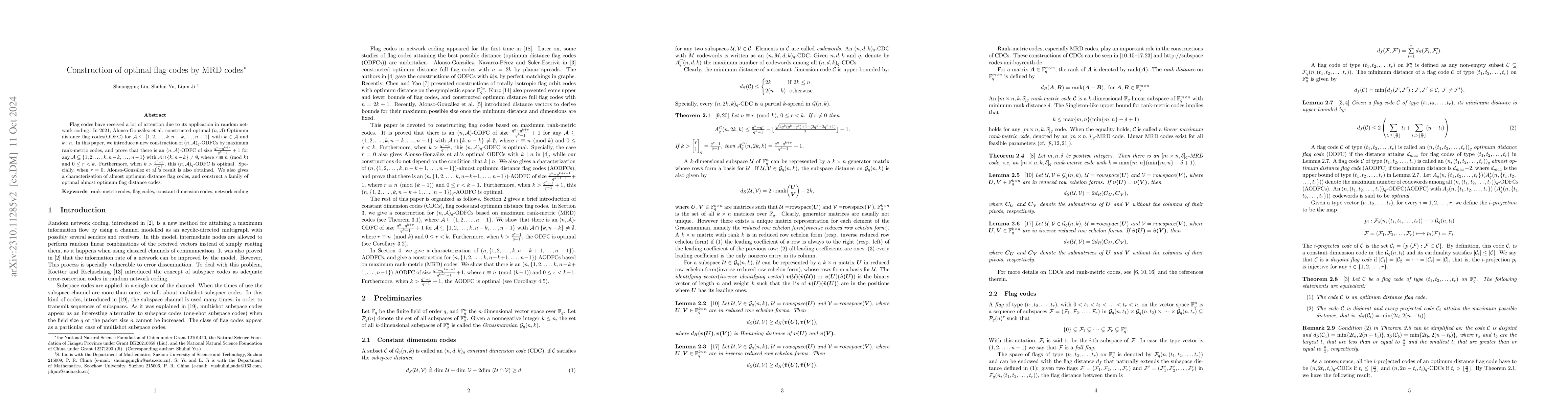 Thumbnail for Construction of optimal optimum distance flag codes by MRD codes