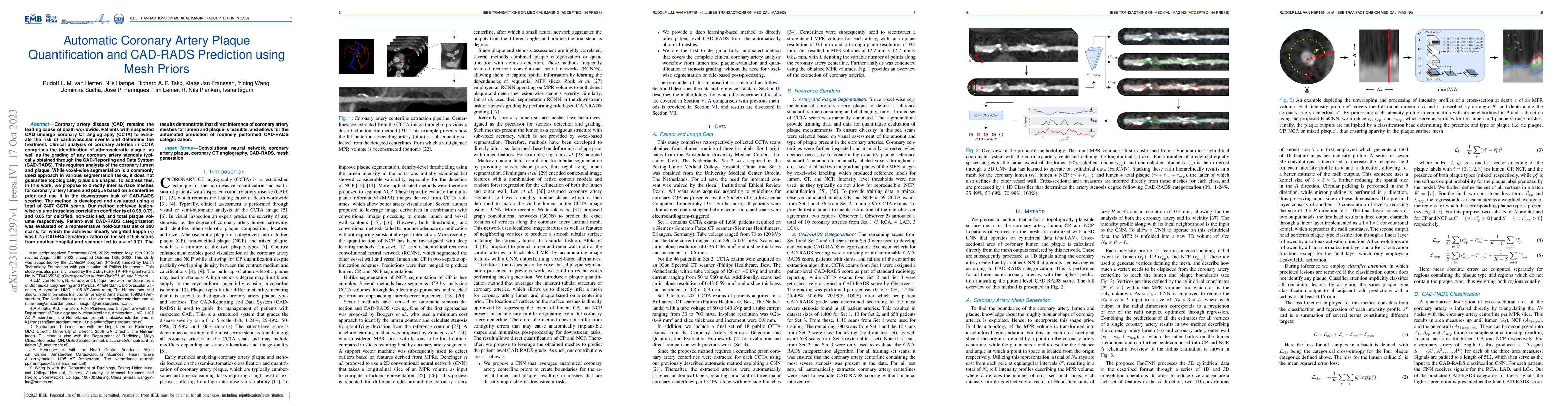 Thumbnail for Automatic Coronary Artery Plaque Quantification and CAD-RADS Prediction
  using Mesh Priors