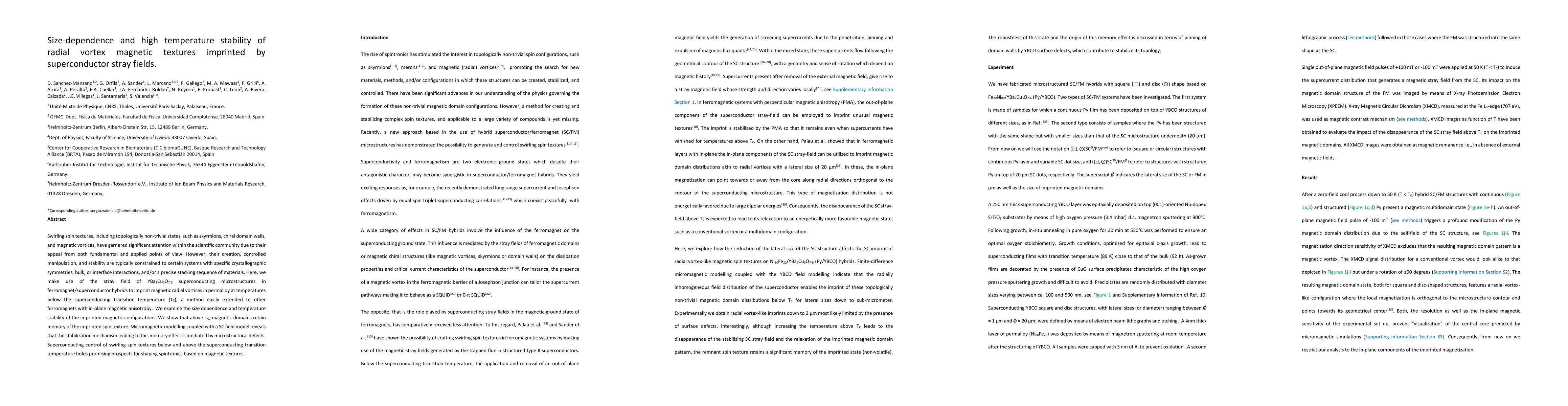 Thumbnail for Size-dependence and high temperature stability of radial vortex magnetic
  textures imprinted by superconductor stray fields