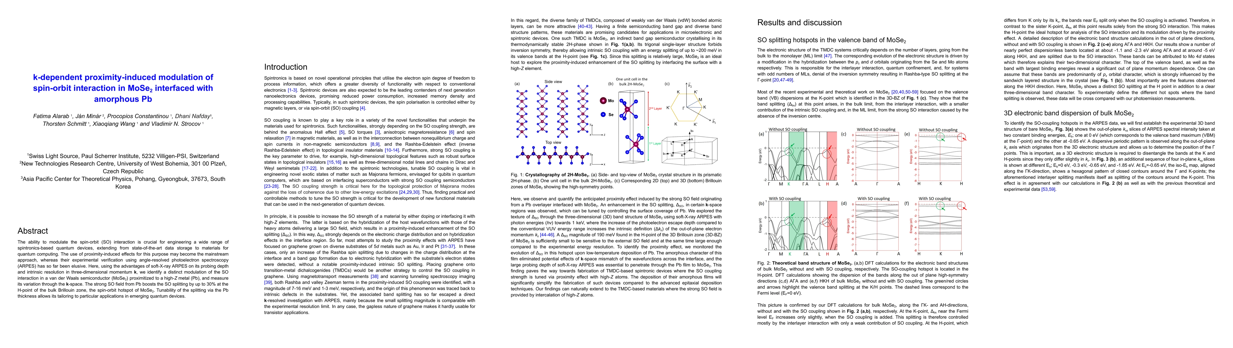 Thumbnail for k-dependent proximity-induced modulation of spin-orbit interaction in
  MoSe2 interfaced with amorphous Pb