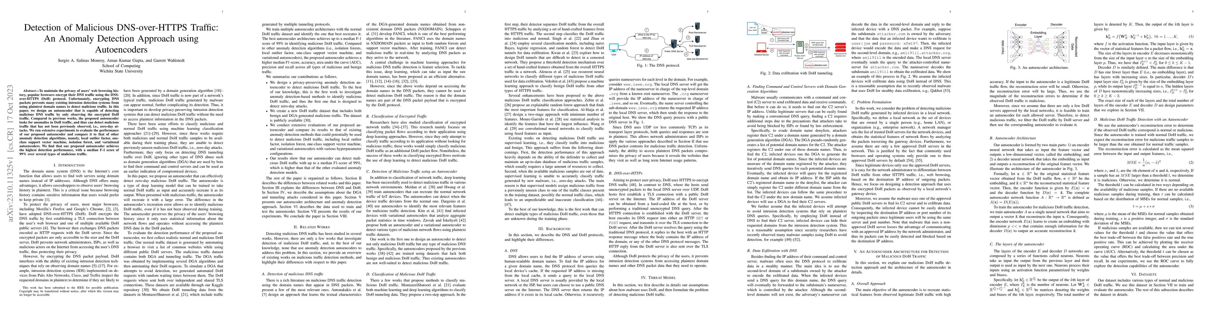 Thumbnail for Detection of Malicious DNS-over-HTTPS Traffic: An Anomaly Detection
  Approach using Autoencoders