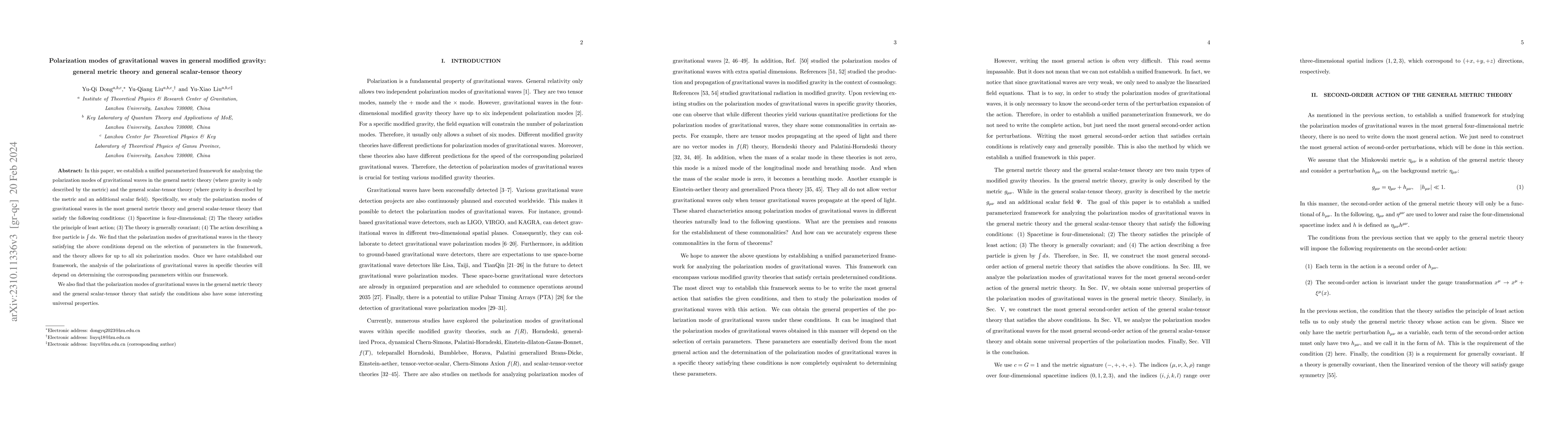 Thumbnail for Polarization modes of gravitational waves in general modified gravity:
  General metric theory and general scalar-tensor theory