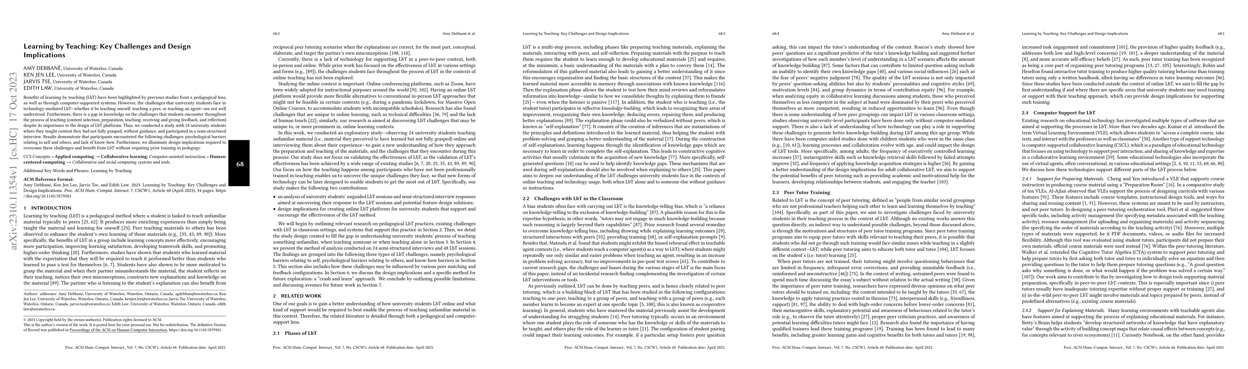 Thumbnail for Learning by Teaching: Key Challenges and Design Implications