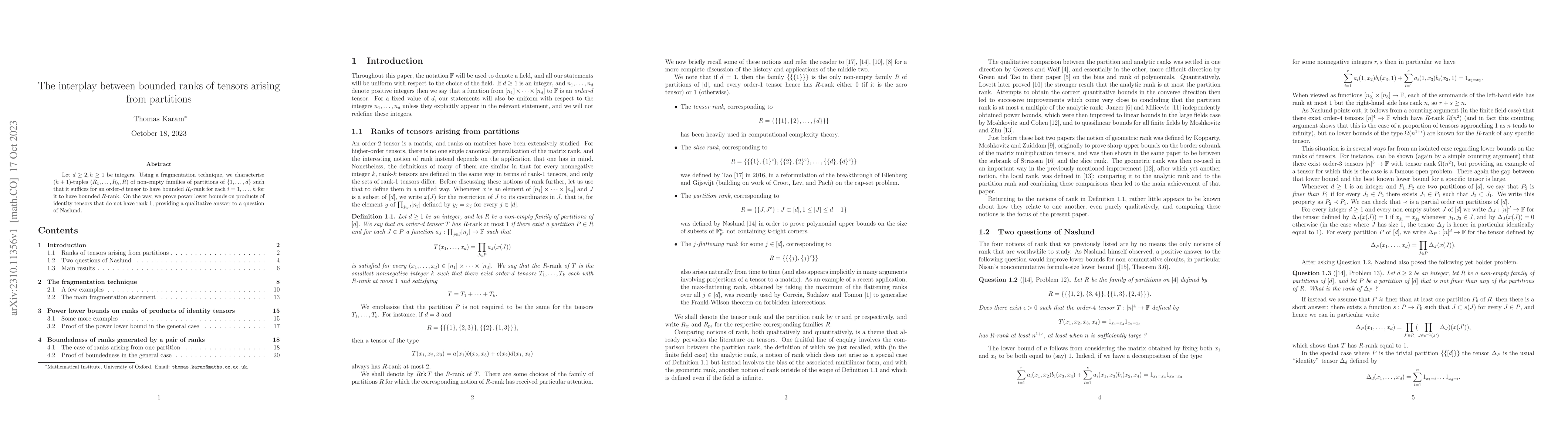 Thumbnail for The interplay between bounded ranks of tensors arising from partitions