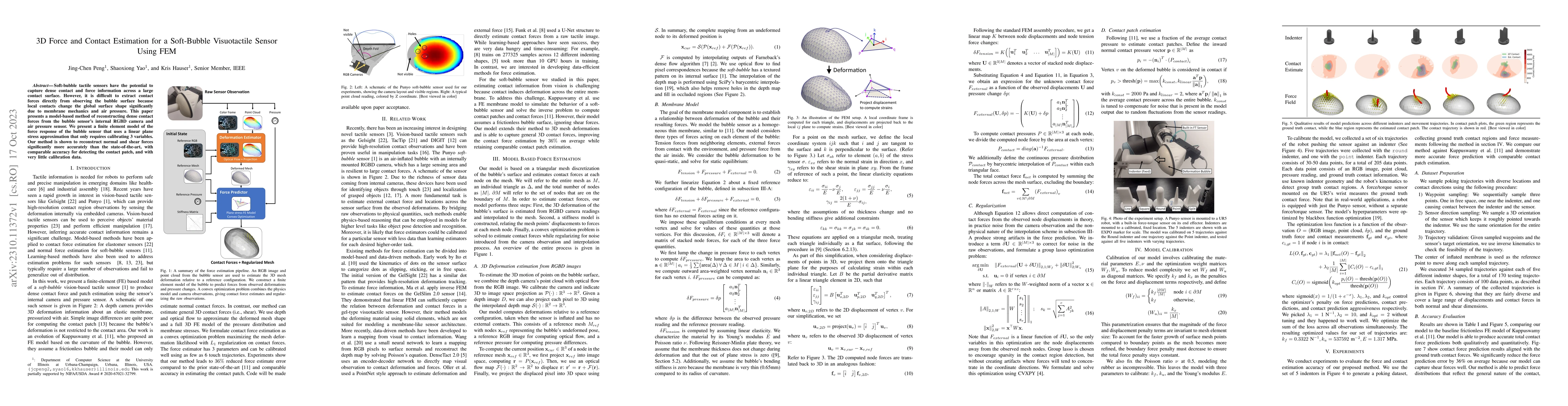 Thumbnail for 3D Force and Contact Estimation for a Soft-Bubble Visuotactile Sensor
  Using FEM