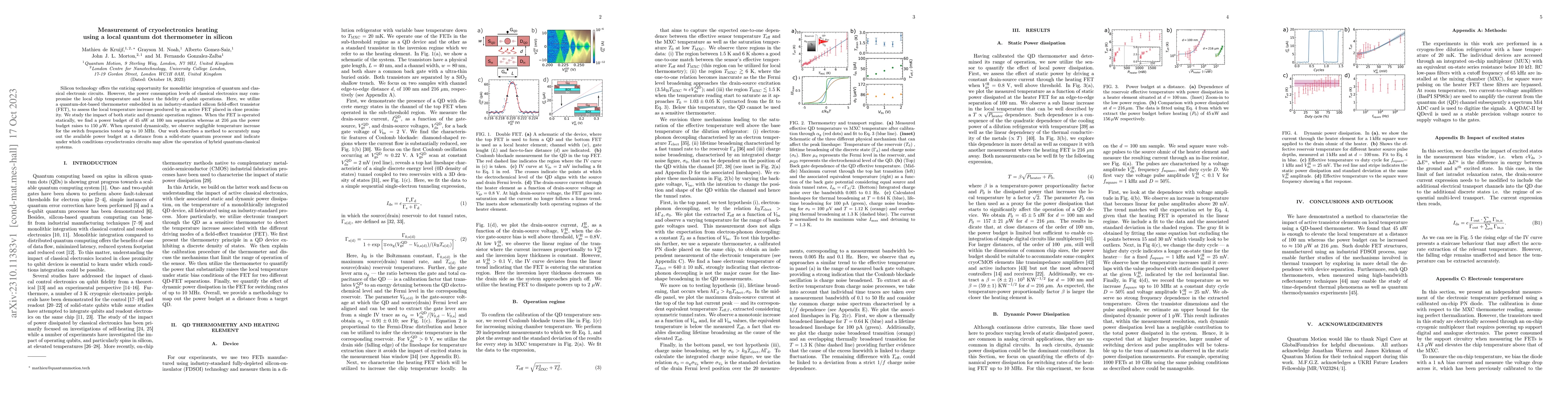 Thumbnail for Measurement of cryoelectronics heating using a local quantum dot
  thermometer in silicon