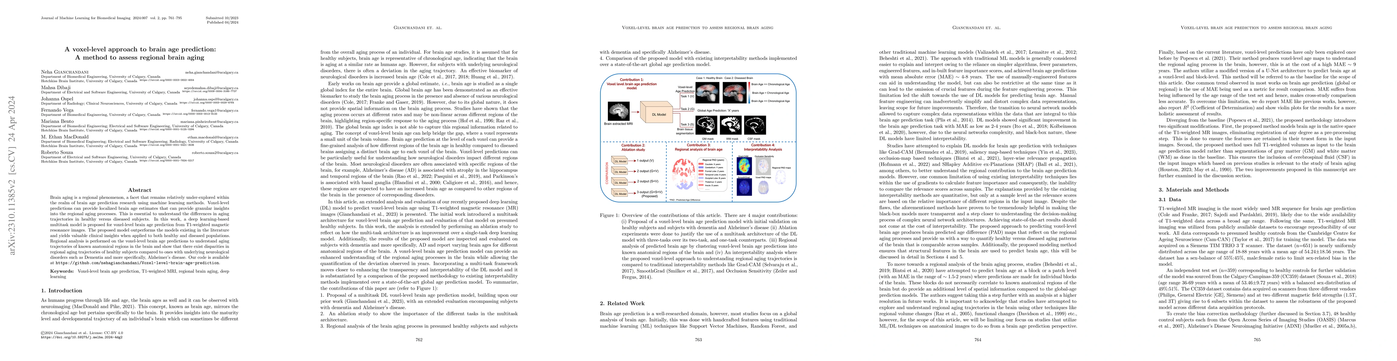 Thumbnail for A voxel-level approach to brain age prediction: A method to assess
  regional brain aging