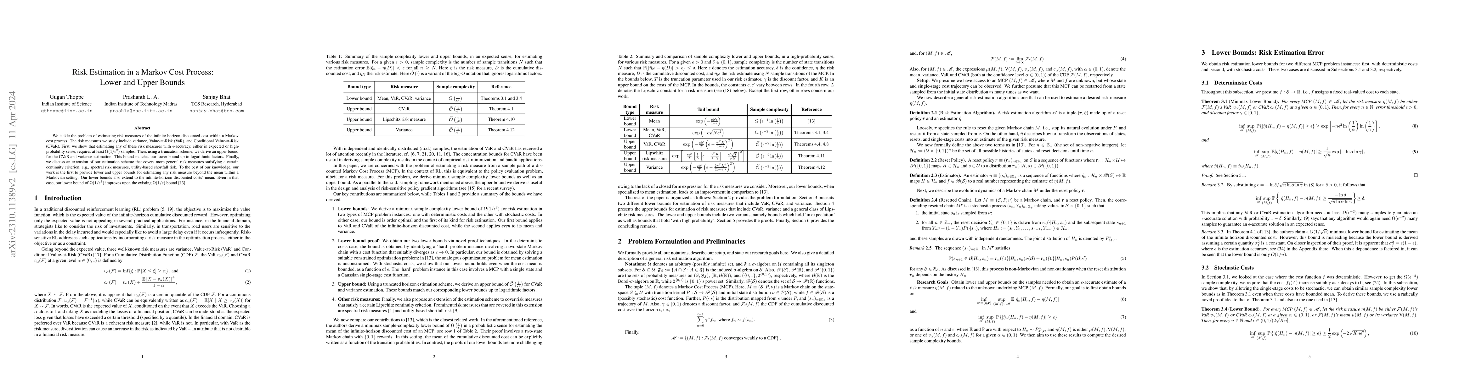 Thumbnail for Risk Estimation in a Markov Cost Process: Lower and Upper Bounds