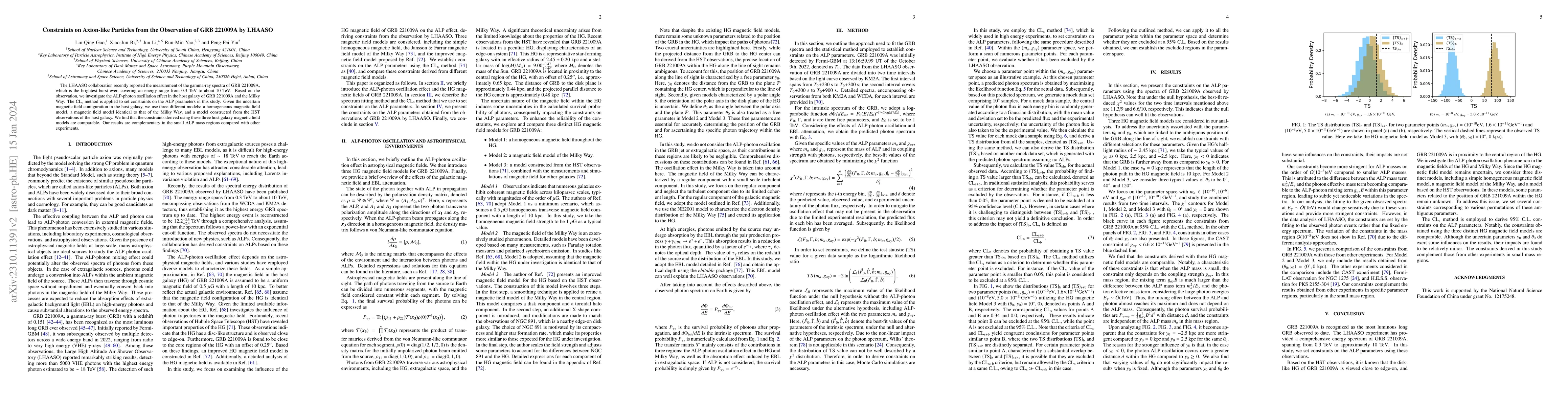 Thumbnail for Constraints on Axion-like Particles from the Observation of GRB 221009A
  by LHAASO