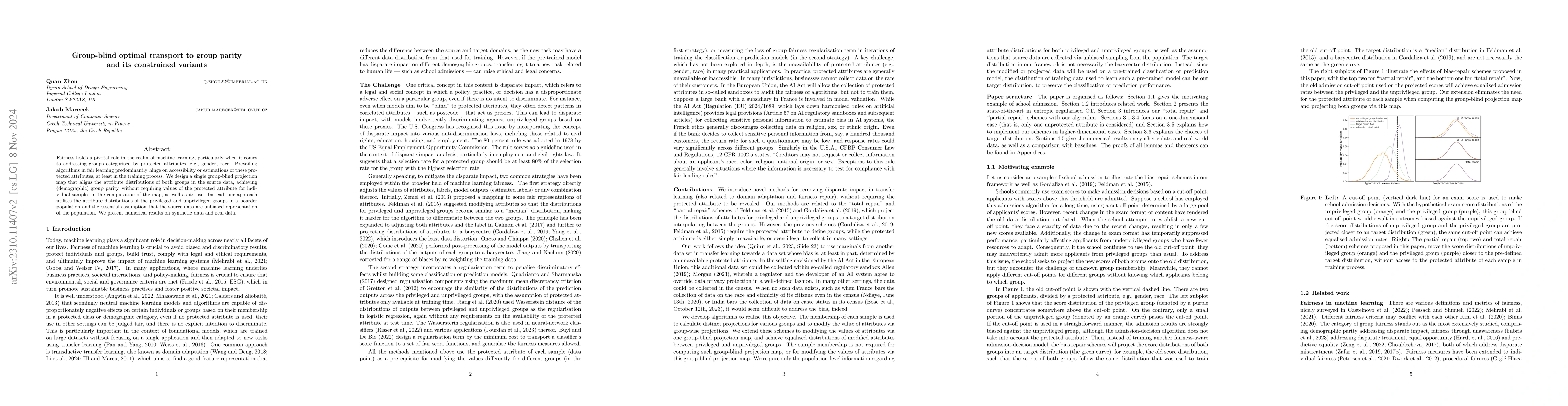 Thumbnail for Group-blind optimal transport to group parity and its constrained
  variants