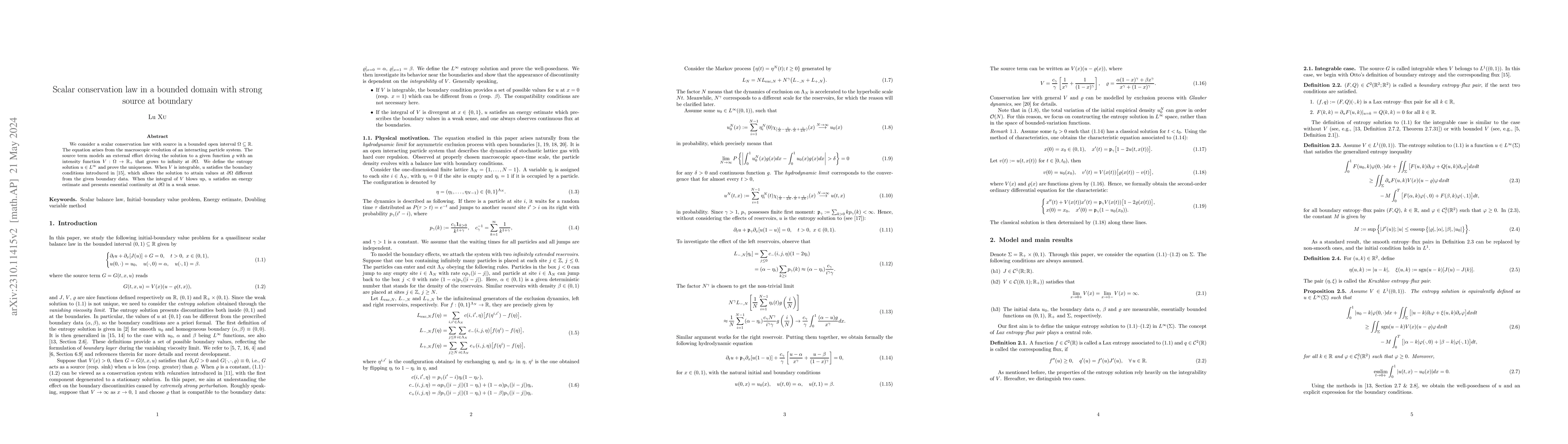 Thumbnail for Scalar conservation law in a bounded domain with strong source at
  boundary
