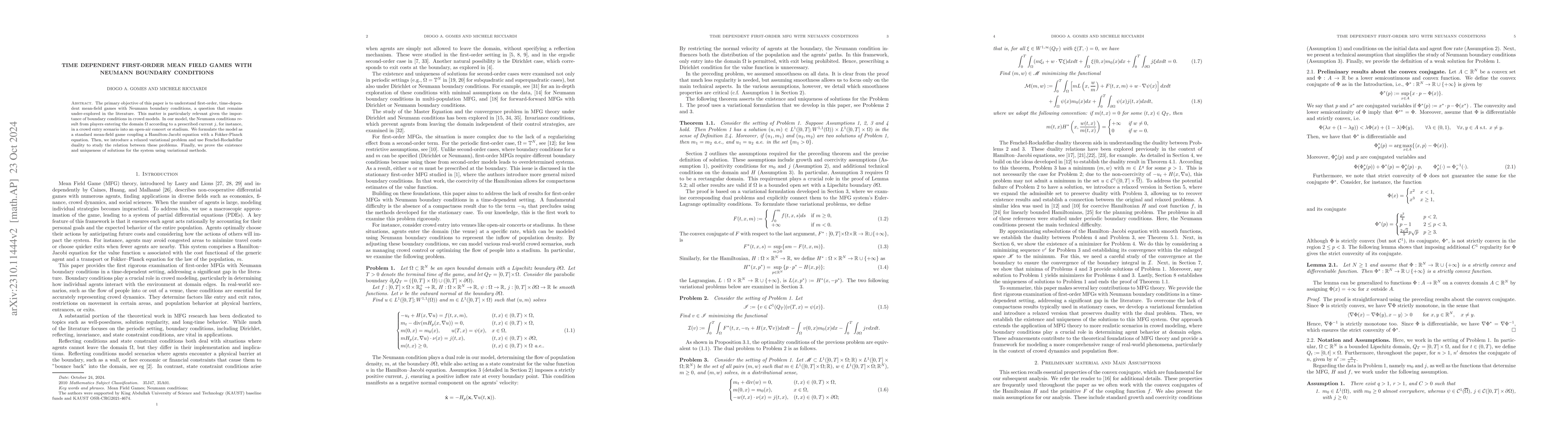 Thumbnail for Parabolic First-Order Mean Field Games with Neumann Boundary Conditions