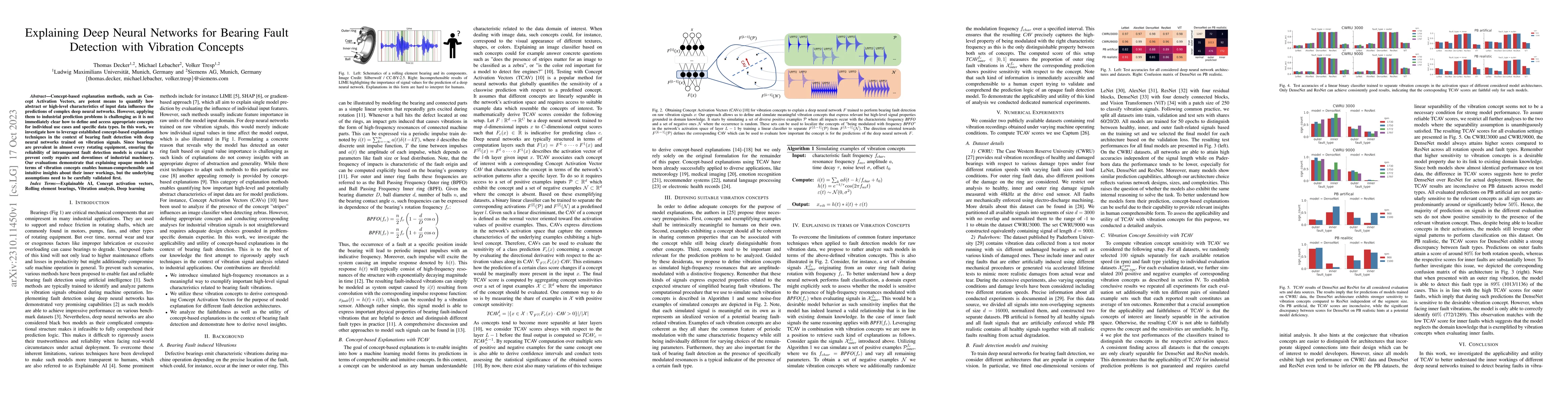 Thumbnail for Explaining Deep Neural Networks for Bearing Fault Detection with
  Vibration Concepts
