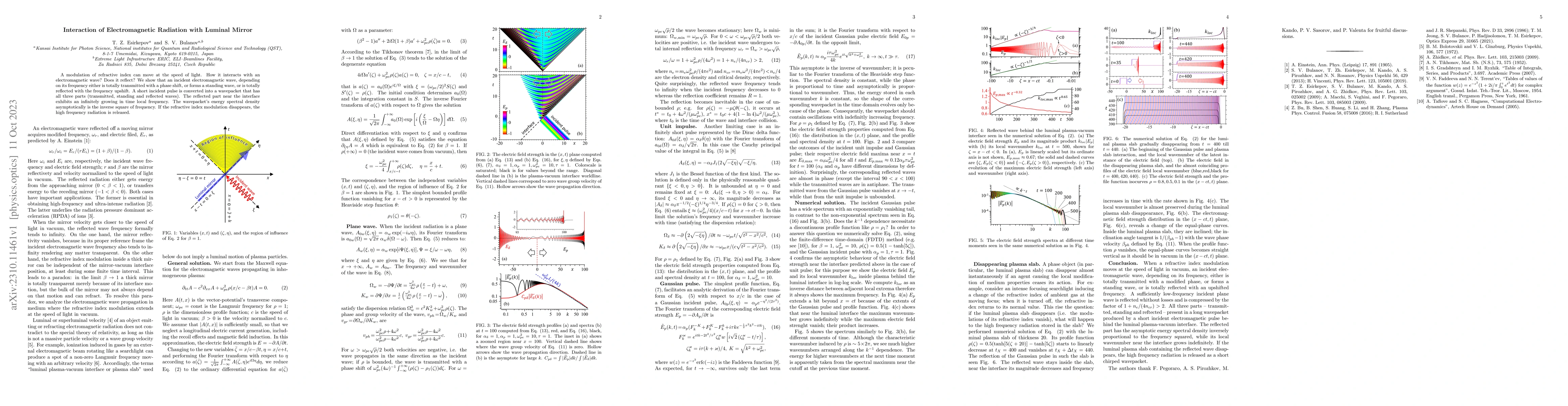 Thumbnail for Interaction of Electromagnetic Radiation with Luminal Mirror