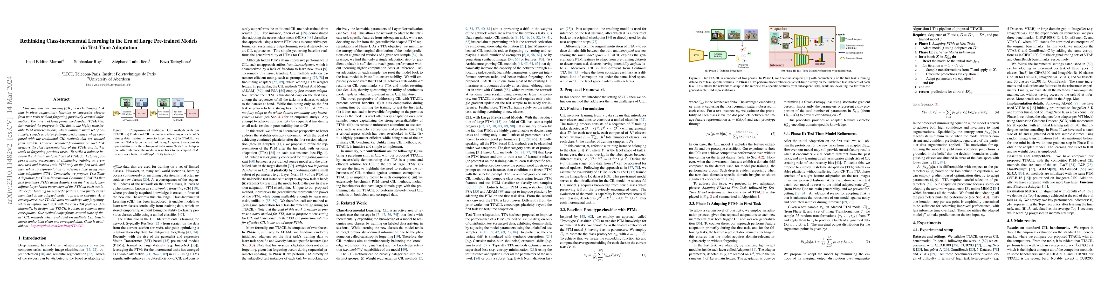 Thumbnail for Rethinking Class-incremental Learning in the Era of Large Pre-trained
  Models via Test-Time Adaptation