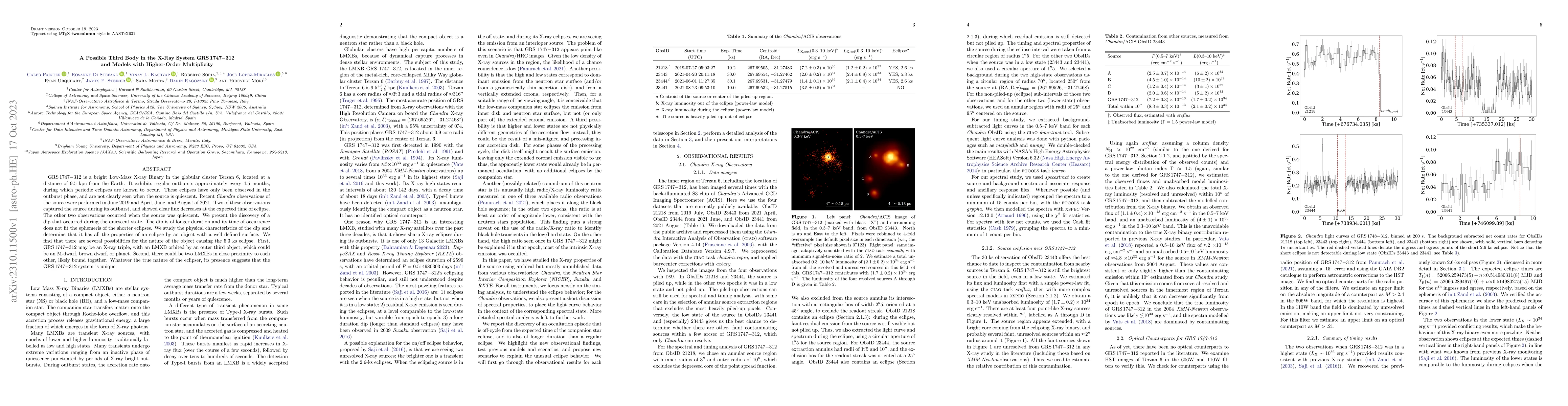 Thumbnail for A Possible Third Body in the X-Ray System GRS 1747-312 and Models with
  Higher-Order Multiplicity