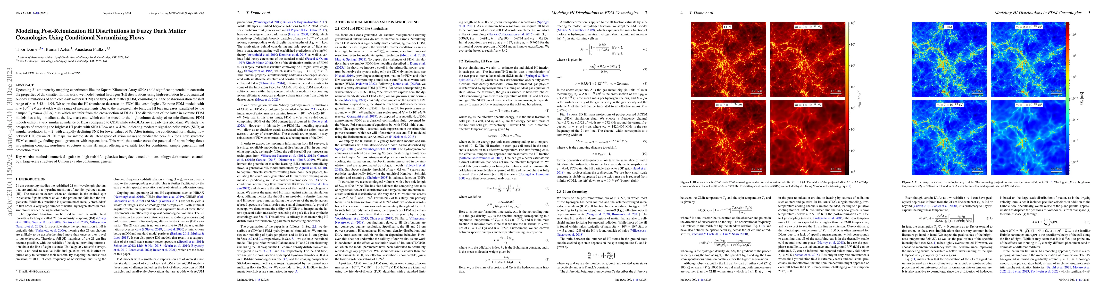 Thumbnail for Modeling Post-Reionization HI Distributions in Fuzzy Dark Matter
  Cosmologies Using Conditional Normalizing Flows