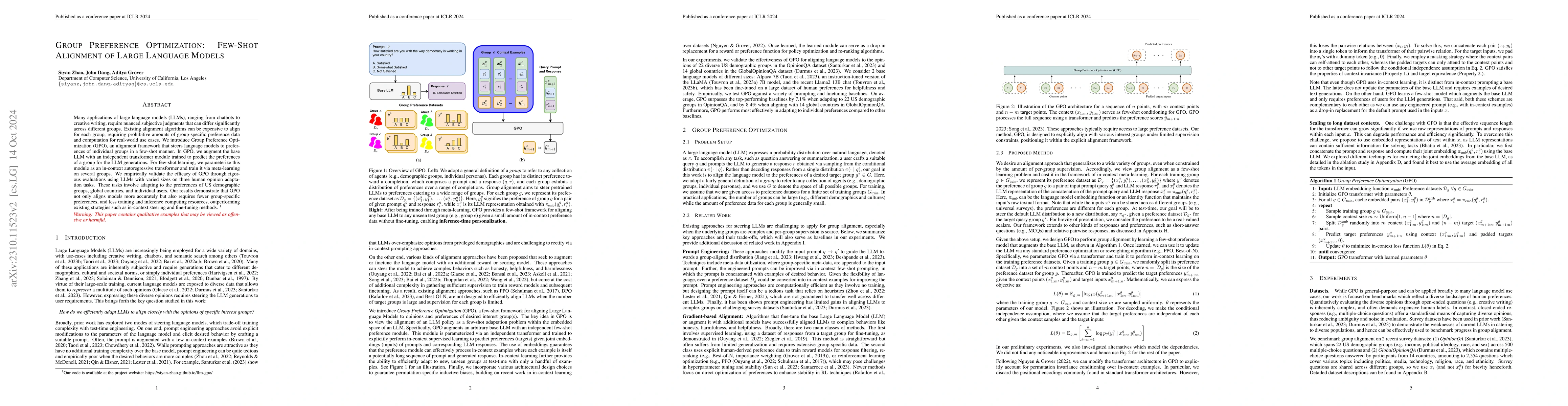 Thumbnail for Group Preference Optimization: Few-Shot Alignment of Large Language
  Models