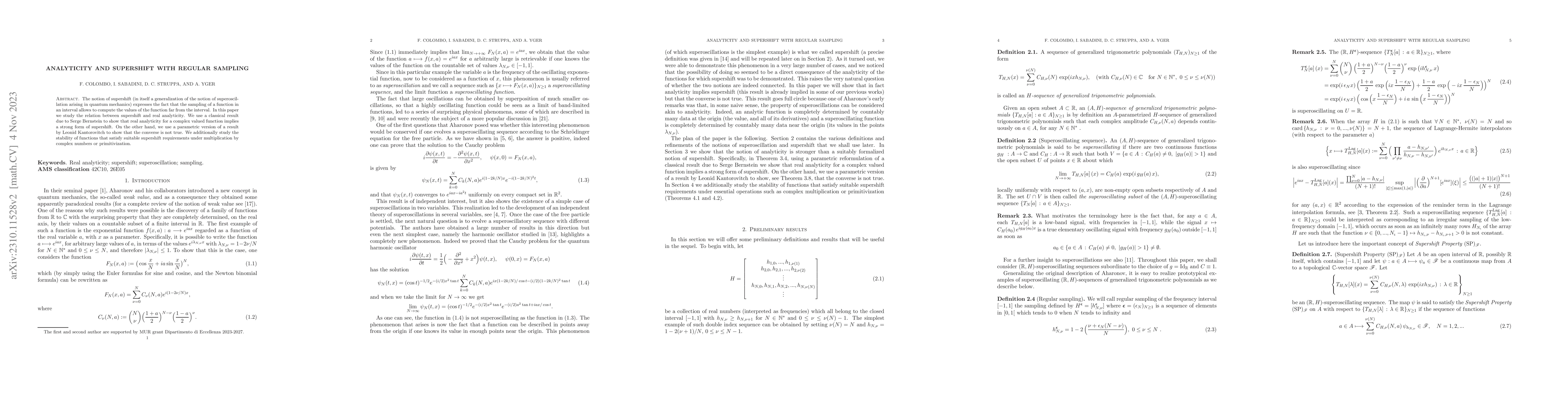 Thumbnail for Analyticity and supershift with regular sampling