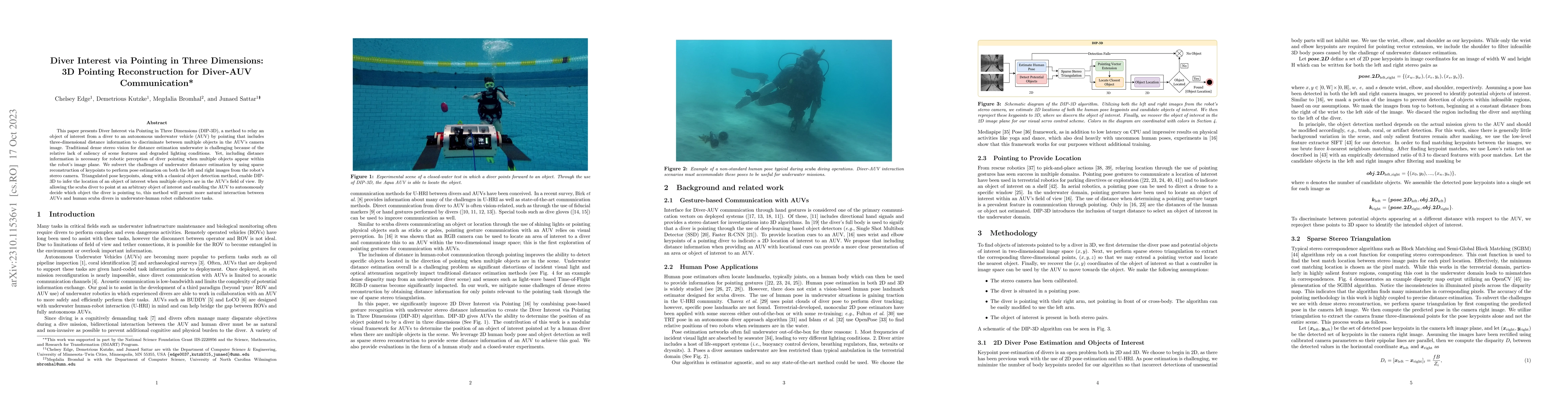 Thumbnail for Diver Interest via Pointing in Three Dimensions: 3D Pointing
  Reconstruction for Diver-AUV Communication