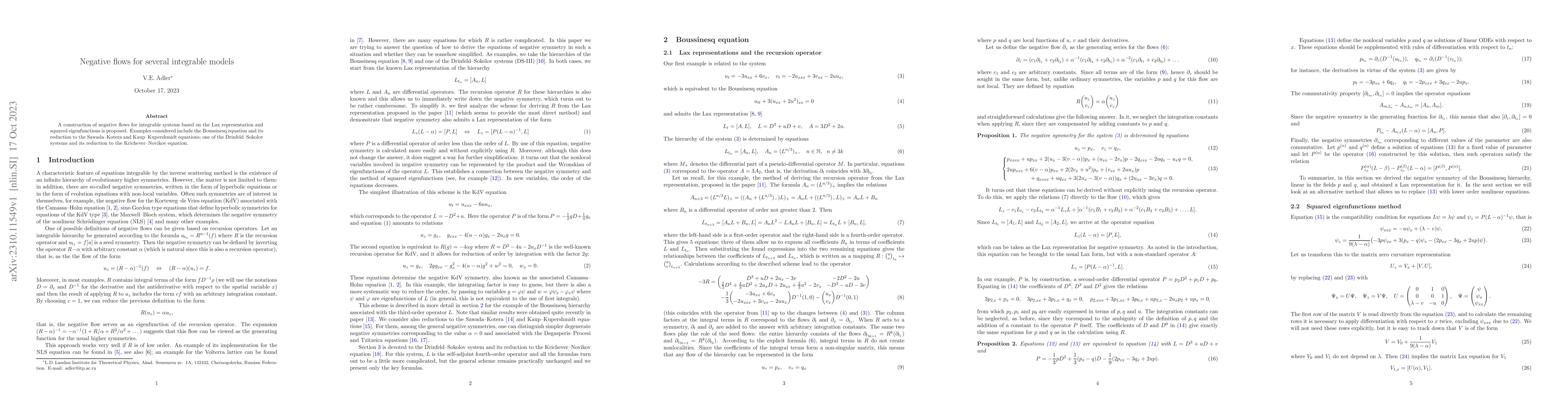 Thumbnail for Negative flows for several integrable models