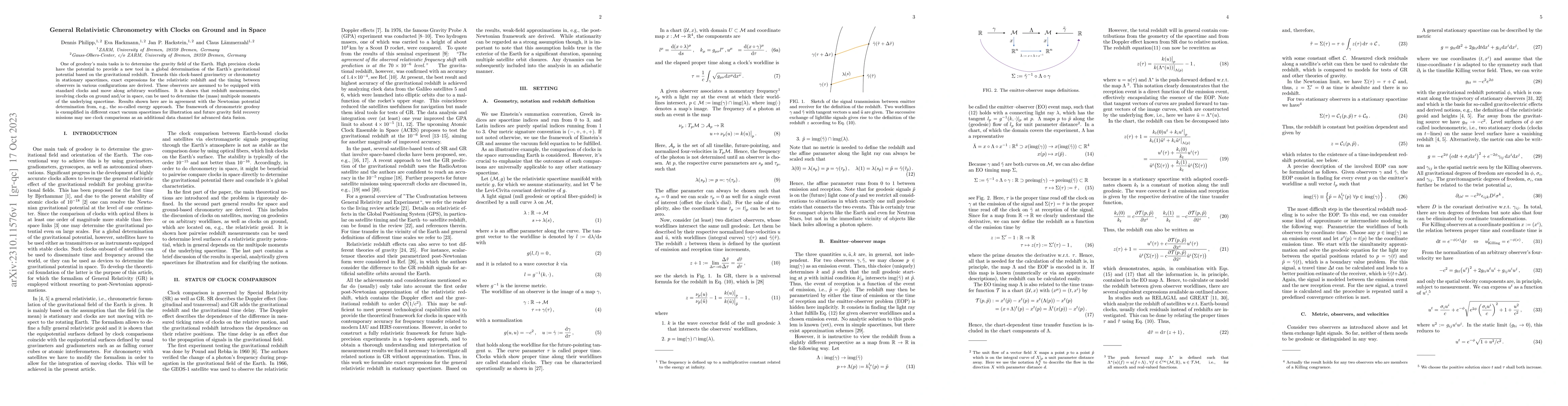 Thumbnail for General Relativistic Chronometry with Clocks on Ground and in Space