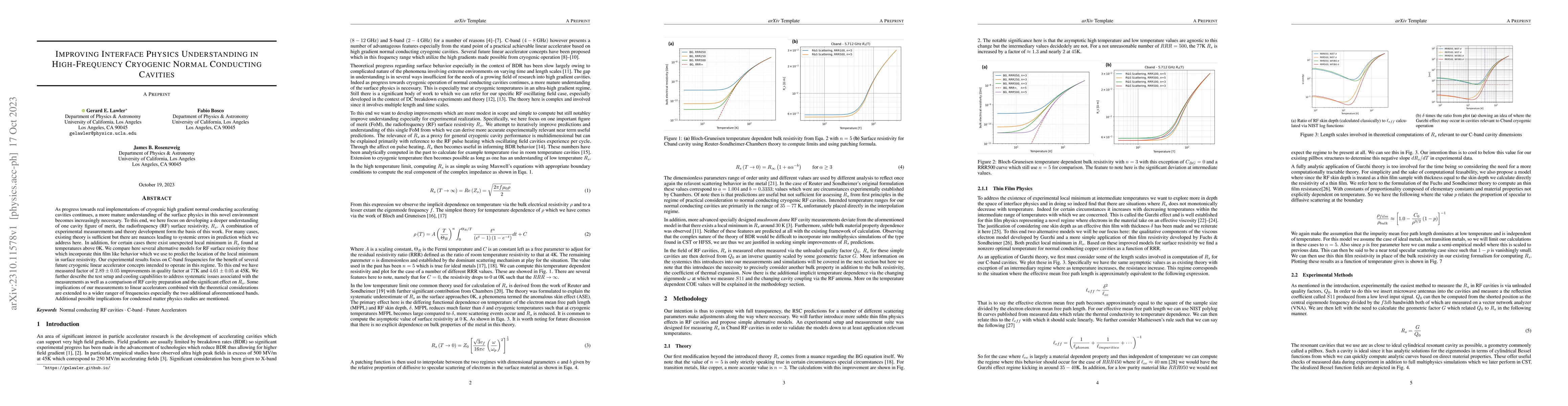 Thumbnail for Improving Interface Physics Understanding in High-Frequency Cryogenic
  Normal Conducting Cavities