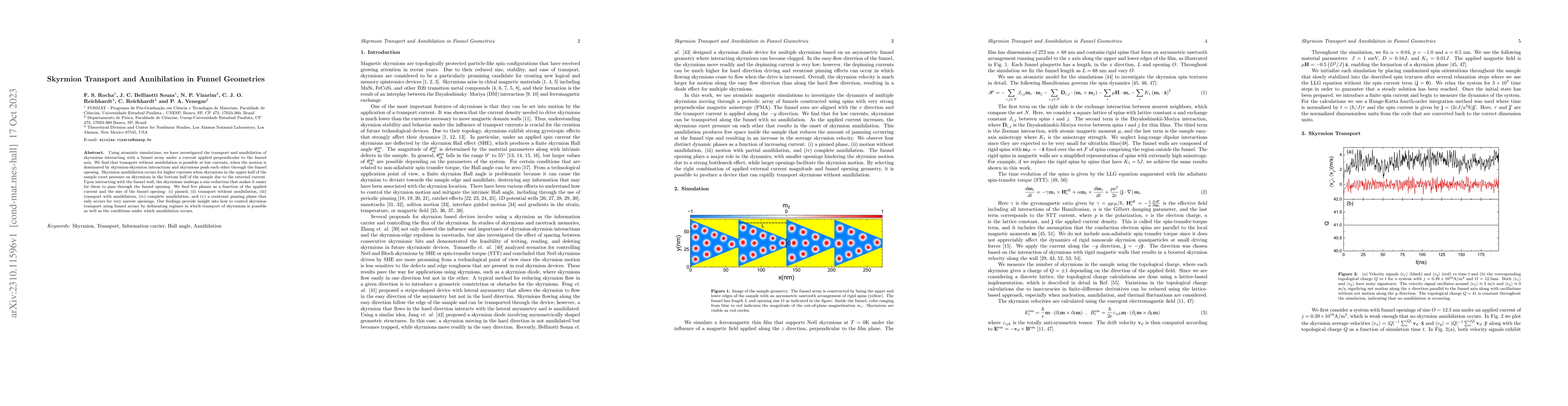 Thumbnail for Skyrmion Transport and Annihilation in Funnel Geometries