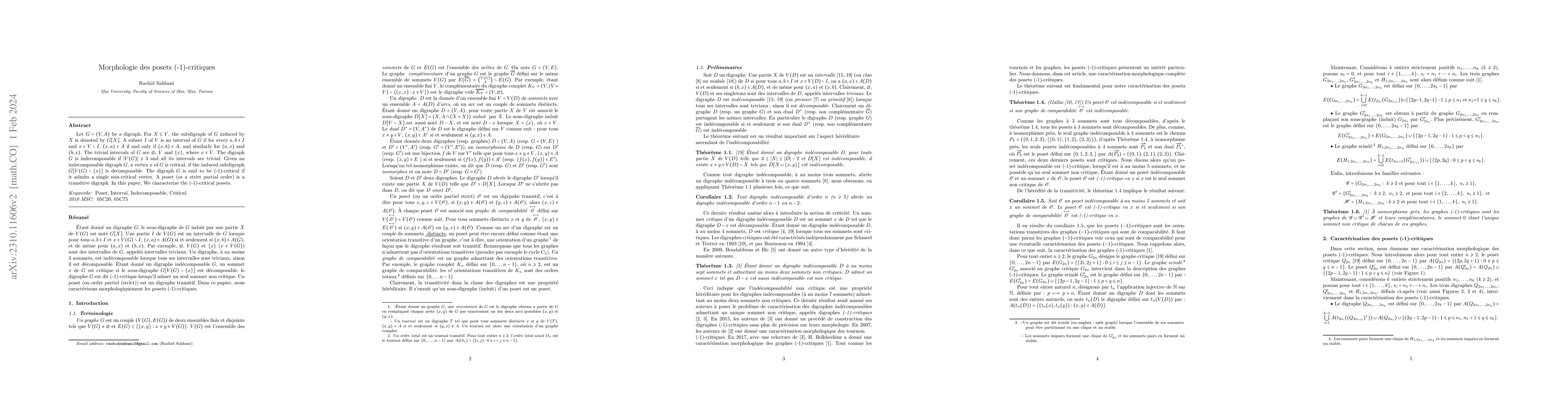 Thumbnail for Morphologie des posets (-1)-critiques