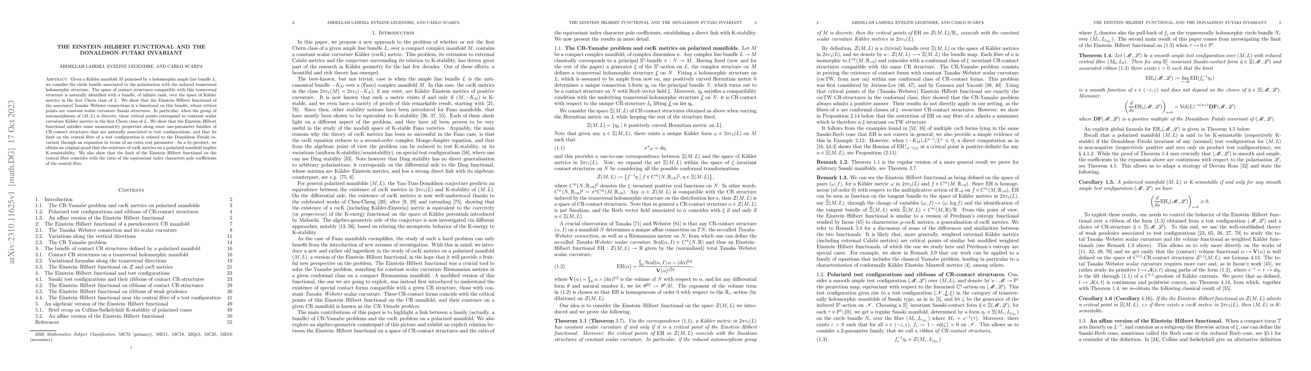 Thumbnail for The Einstein-Hilbert functional and the Donaldson-Futaki invariant