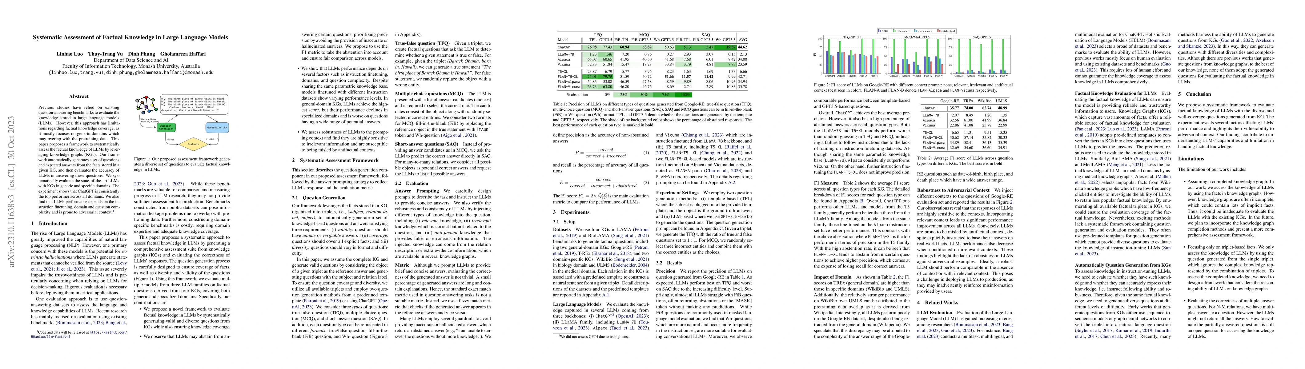 Thumbnail for Systematic Assessment of Factual Knowledge in Large Language Models