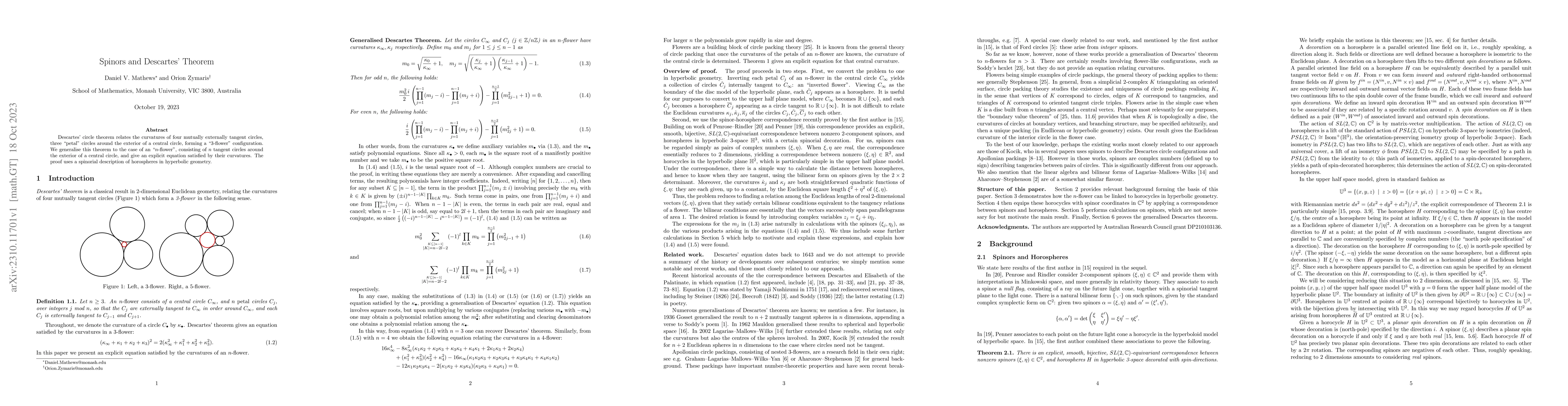 Thumbnail for Spinors and Descartes' Theorem