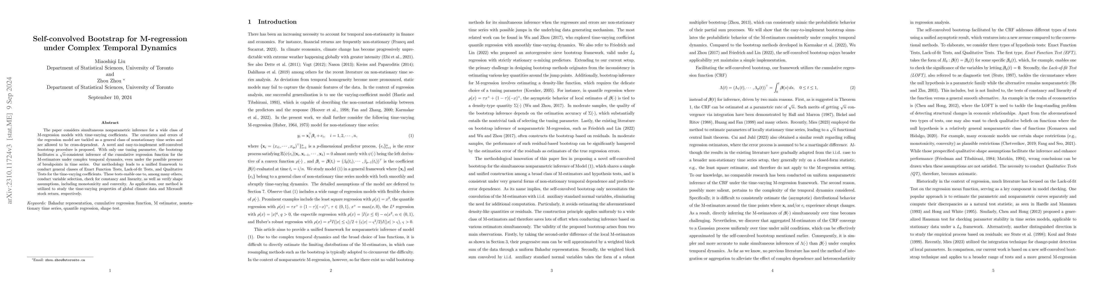 Thumbnail for Simultaneous Nonparametric Inference of M-regression under Complex
  Temporal Dynamics
