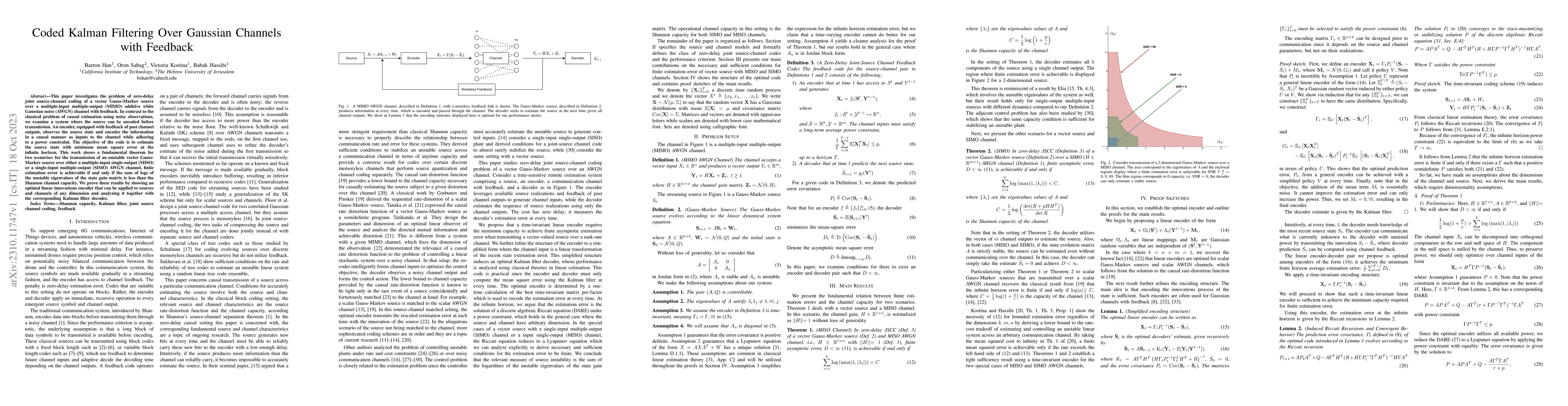Thumbnail for Coded Kalman Filtering Over Gaussian Channels with Feedback
