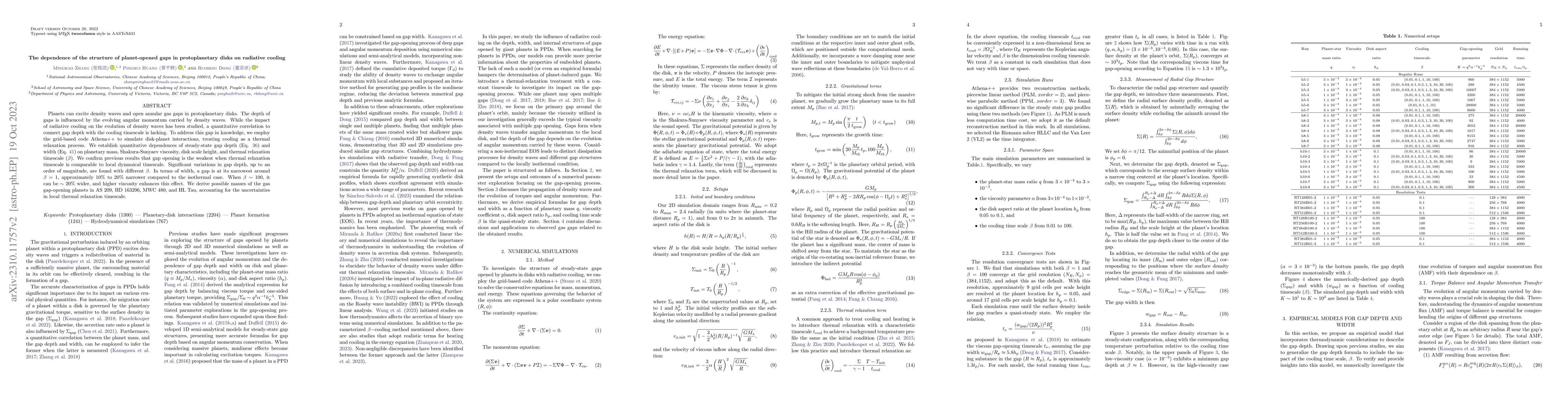 Thumbnail for The dependence of the structure of planet-opened gaps in protoplanetary
  disks on radiative cooling