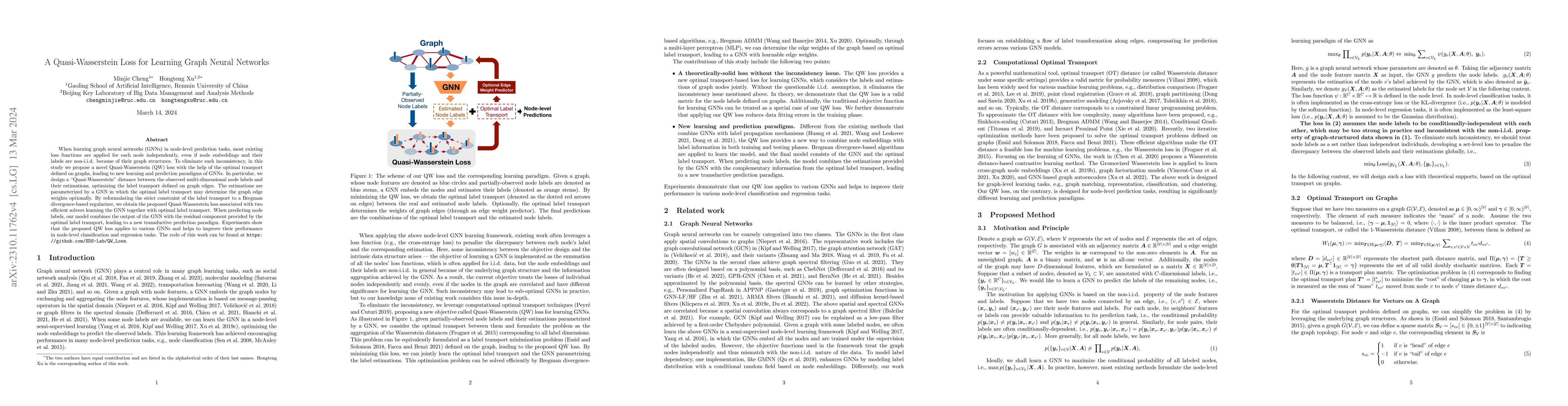 Thumbnail for A Quasi-Wasserstein Loss for Learning Graph Neural Networks