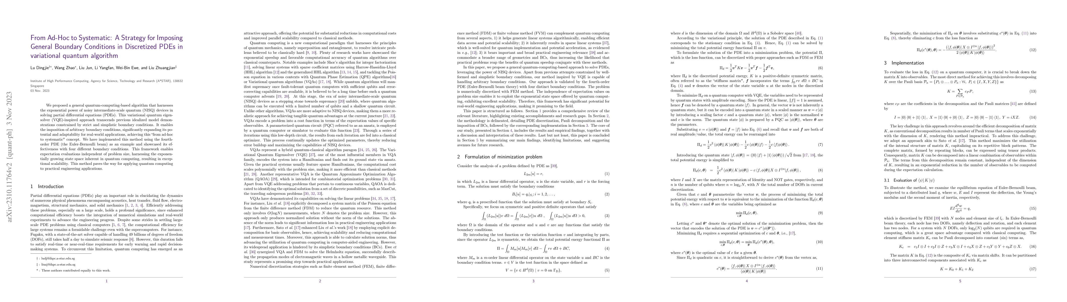 Thumbnail for From Ad-Hoc to Systematic: A Strategy for Imposing General Boundary
  Conditions in Discretized PDEs in variational quantum algorithm