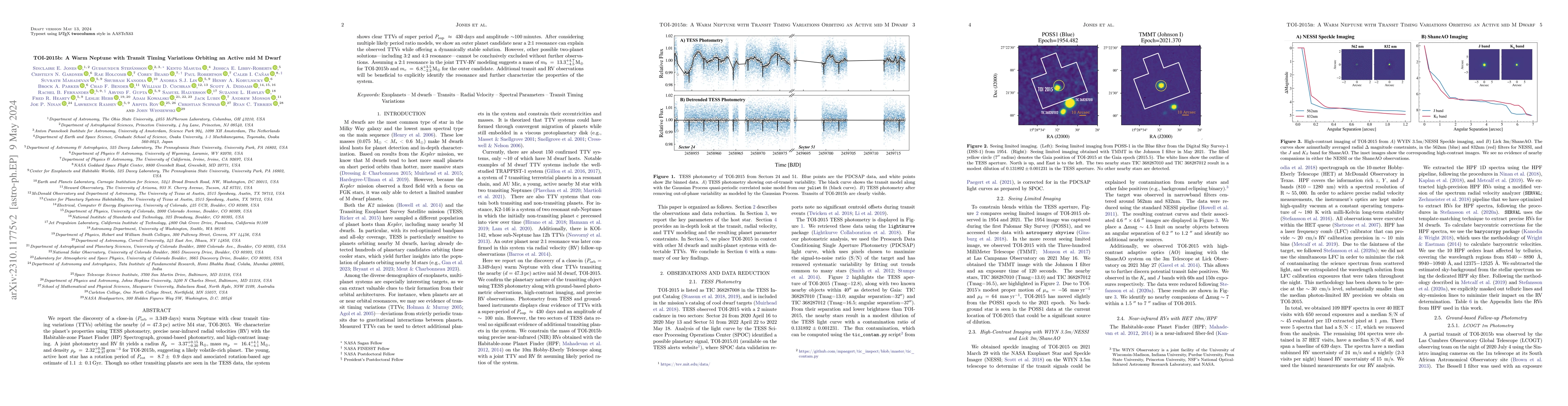 Thumbnail for TOI-2015b: A Warm Neptune with Transit Timing Variations Orbiting an
  Active mid M Dwarf