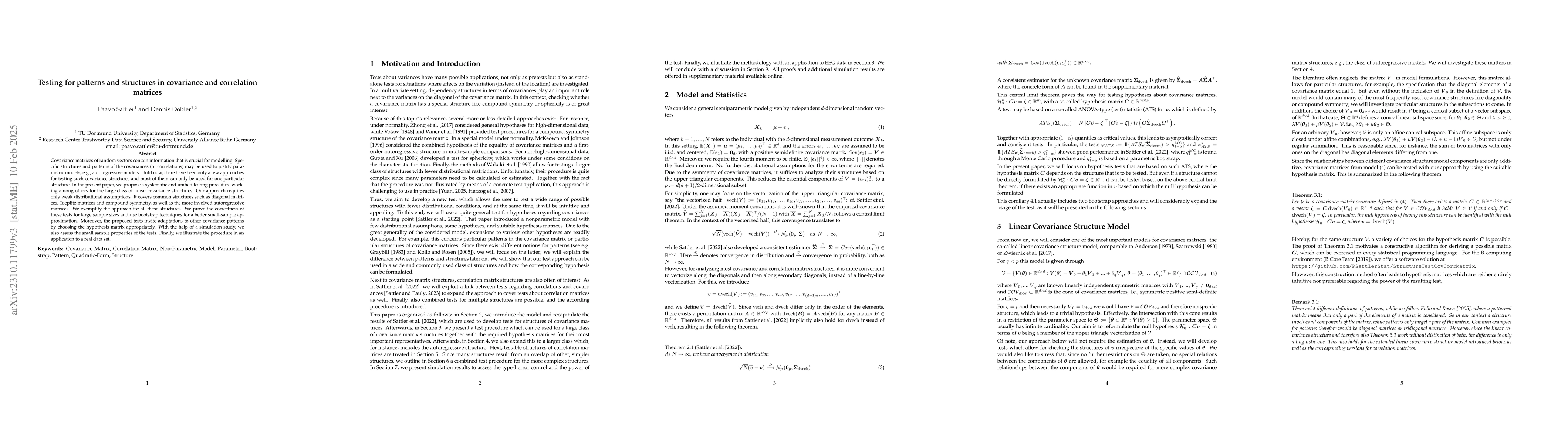Thumbnail for Testing for patterns and structures in covariance and correlation
  matrices