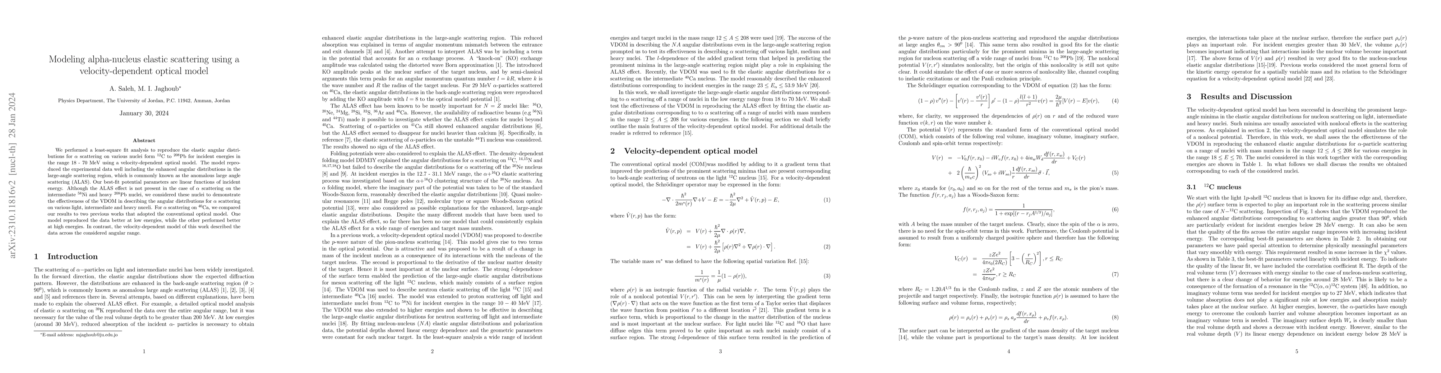 Thumbnail for Modeling alpha-nucleus elastic scattering using a velocity-dependent
  optical model