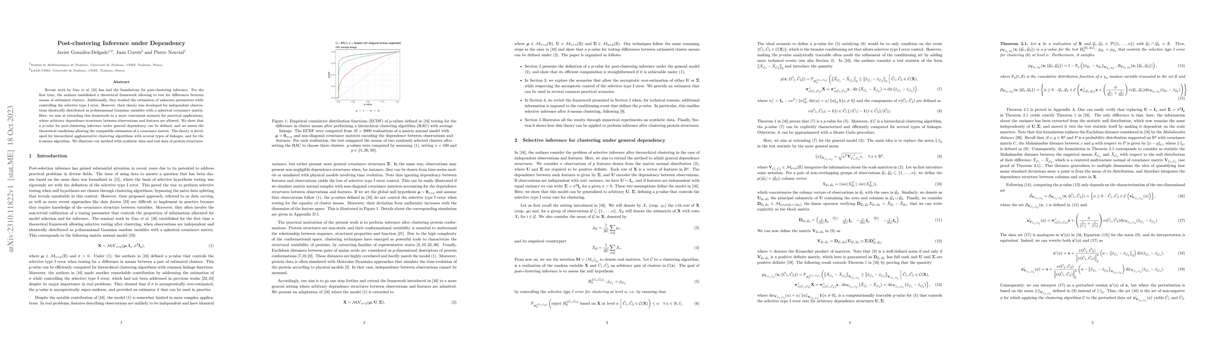 Thumbnail for Post-clustering Inference under Dependency